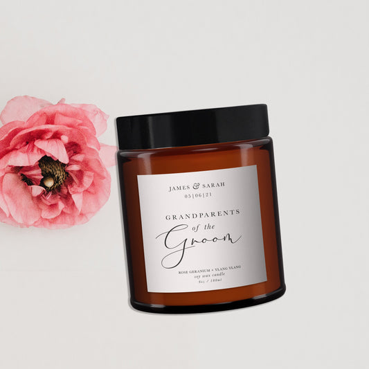 Grandparents of the Groom Personalised Candle Gift, Pure Essential Oil Candle, Grandparents of the Groom Gift, Wedding Gift for Grandparents