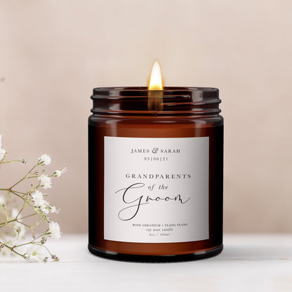 Grandparents of the Groom Personalised Candle Gift, Pure Essential Oil Candle, Grandparents of the Groom Gift, Wedding Gift for Grandparents