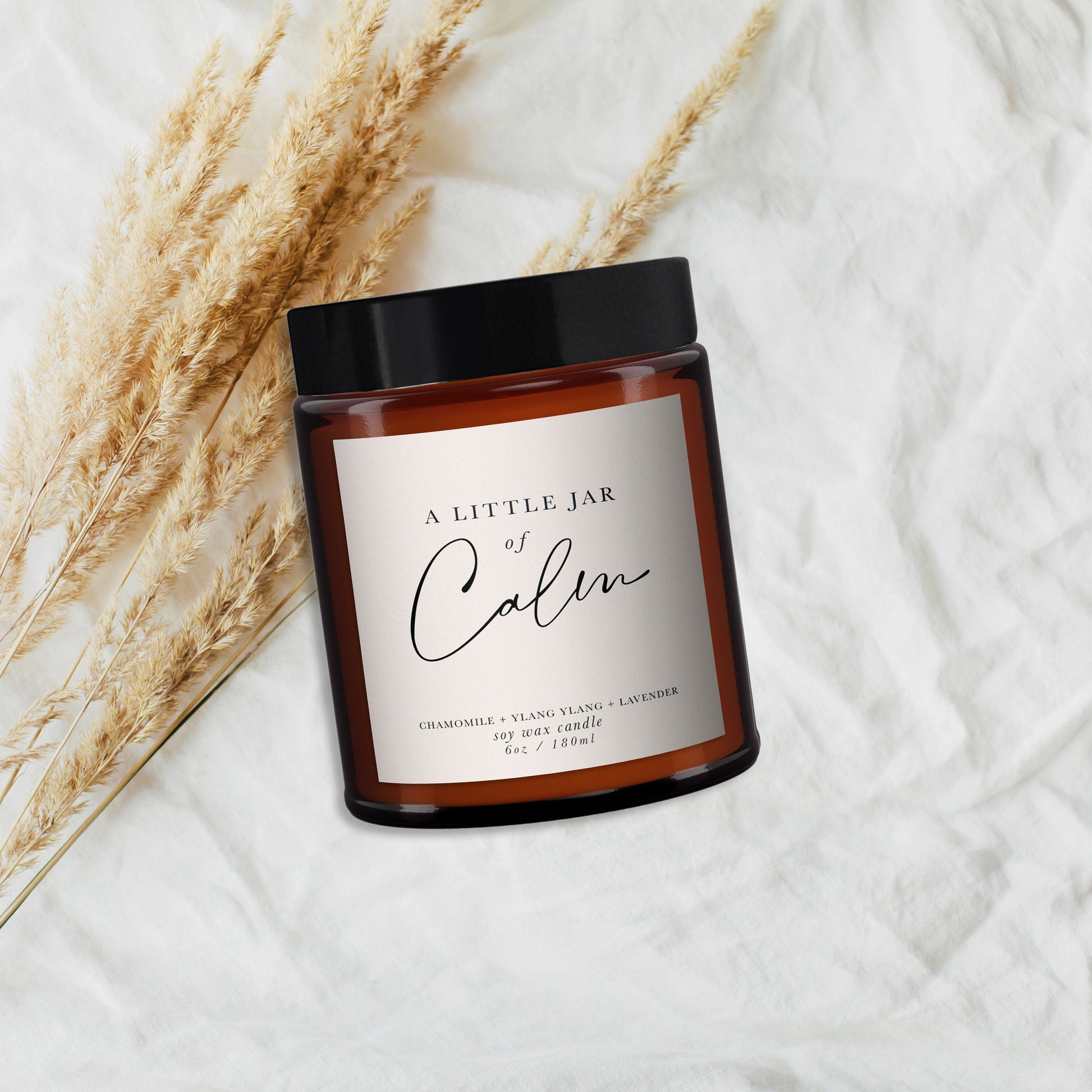 Calm Aromatherapy Candle, Pure Essential Oil Candle - Minimal Decor, Little Jar of Calm, Mood Boosting, Well-being Soy Wax Candle