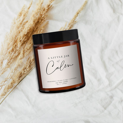 Calm Aromatherapy Candle, Pure Essential Oil Candle - Minimal Decor, Little Jar of Calm, Mood Boosting, Well-being Soy Wax Candle