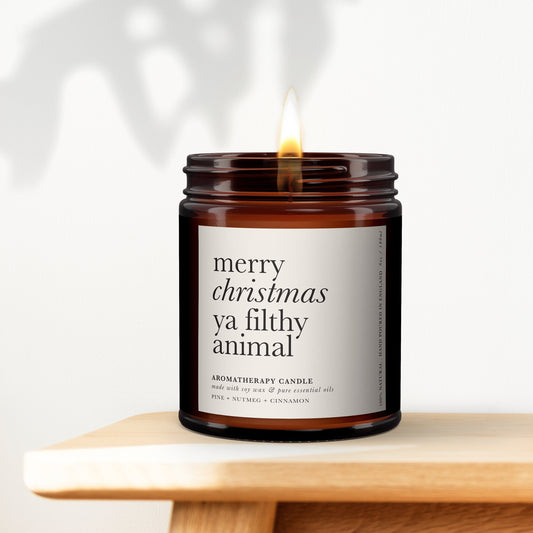 Merry Christmas You filthy Animal, Home Alone, Aromatherapy Candle, Essential Oils, Christmas, Secret Santa, Cheeky Gift, Funny Gift