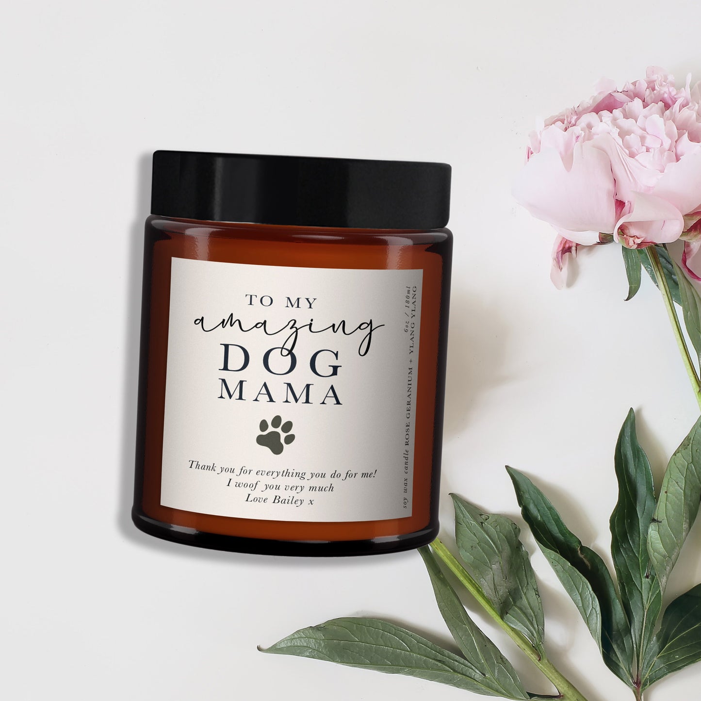 Dog Mum Aromatherapy Candle Gift, Essential Oils, Minimal Decor, Gift from Dog, Pet Gift, Dog Mama, Present from dog, Christmas, Doggy Mum