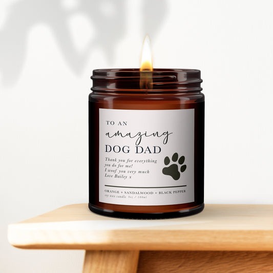 Dog Dad Candle Gift, Pure Essential Oils, Aromatherapy, Gift from Dog, Pet Gift, Dog Dad, Present from dog, Christmas, Doggy Dad