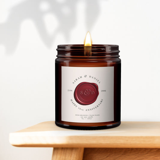 Wax Wedding Anniversary Candle, 16th Wedding Anniversary Gift, 16th Anniversary, Wife, Husband, Soy wax candle, Wax anniversary