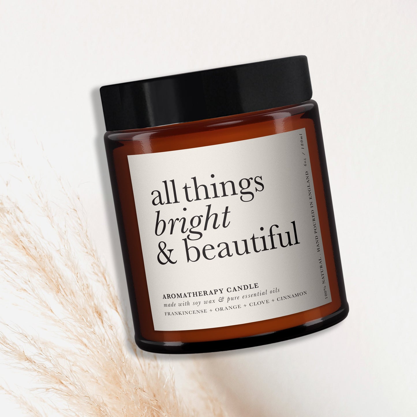 All Things Bright & Beautiful Aromatherapy Candle, Essential Oils, Statement, Beautiful, Typography, Christmas, Stylish, Minimal Decor