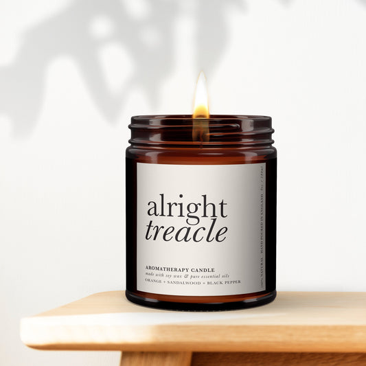 Alright Treacle Aromatherapy Candle, Essential Oils, Statement, Art, Typography, Secret Santa, Minimal Decor, Cheeky Gift, Funny Gift
