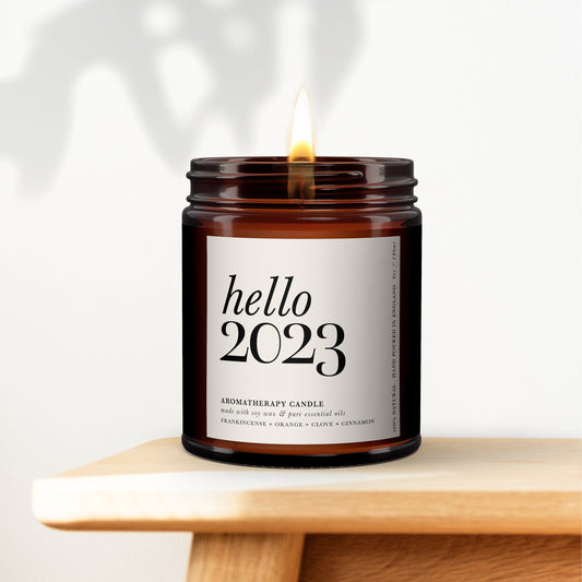 2023 New Year Aromatherapy Candle, Essential Oils, Statement, Art, Typography, Minimal Decor, Christmas, Birthday, Friend