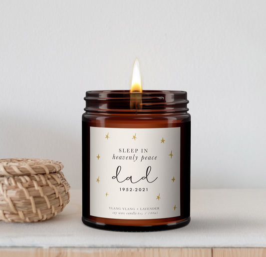 Dad Remembrance Aromatherapy Candle, Sleep in heavenly peace, In loving memory, Bereavement, Essential oils, soy wax, Fathers Day, Christmas