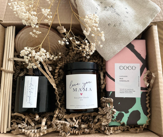 Love You Mama Aromatherapy Gift set, Mother's Day, Personalised Candle, Lavender Chocolate, Reed Diffuser, Gift for Mum, Mum Birthday Gift