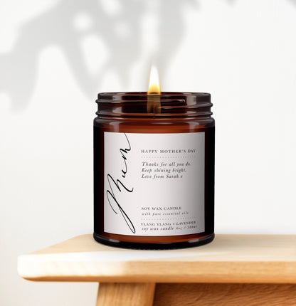 Mother's Day Personalised Aromatherapy Candle Gift, Gift for Mummy, Mother's Day present, Mum Birthday, Essential oil candle