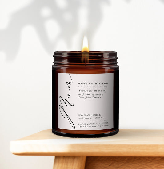 Mother's Day Personalised Aromatherapy Candle Gift, Gift for Mummy, Mother's Day present, Mum Birthday, Essential oil candle