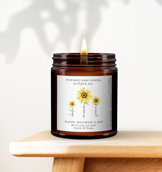 Mother's Day Personalised Sunflower Aromatherapy Candle Gift, Gift for Mummy, Mother's Day present, Mummy Birthday, Essential oil candle
