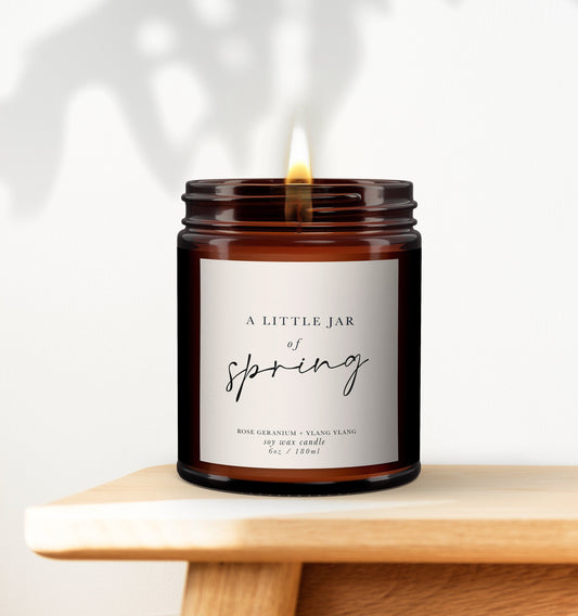 Spring Pure Essential Oil Aromatherapy Candles - Minimal Decor, Little Jar of Spring, Mood Boosting, Well-being Soy Wax Candle, Spring Gift