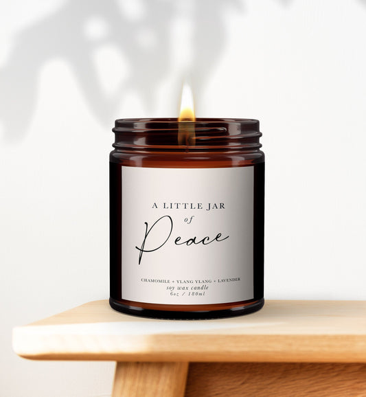 Peace Pure Essential Oil Aromatherapy Candles - Minimal Decor, Little Jar of Peace, Mood Boosting, Well-being Soy Wax Candle