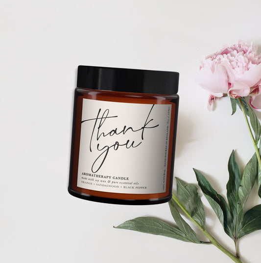 Thank you gift, Aromatherapy Candle, personalised candle, thank you gift, essential oil soy wax candle, staff, teacher, boss, carer gift