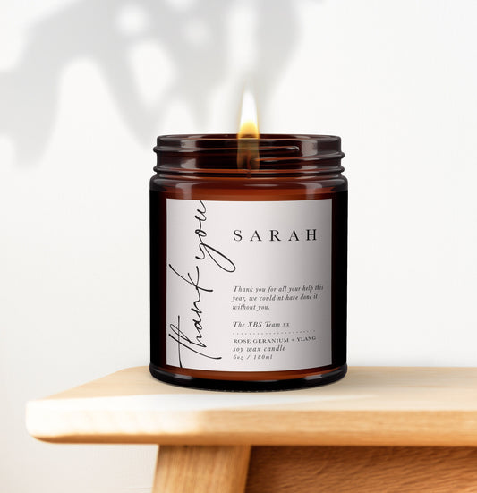 Thank You Aromatherapy Candle Gift, personalised candle, thank you gift, pure essential oil soy wax candle, Special Thanks special gift