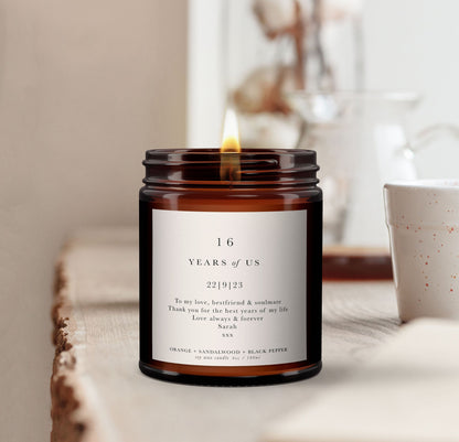 16 Year Wax Wedding Anniversary Candle, 16th Wedding Anniversary Gift, 16th Anniversary, Wife, Husband, Soy wax candle, Wax anniversary