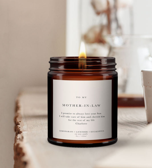 Mother-in-Law Wedding Day Candle Gift, Mother of the Groom, Personalised Candle, Pure Essential Oil Candle, Wedding Day, Grooms Mum, Gift