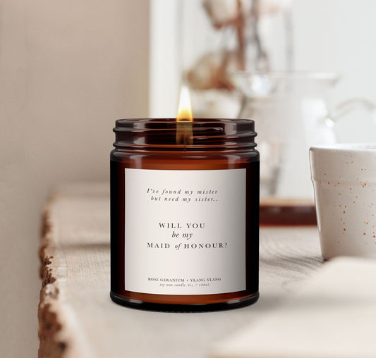 Will you be my Maid of Honour Personalised Candle, Pure Essential Oil Candle, Maid of Honour Gift, Bridesmaid Gift, Gift for Maid of Honour