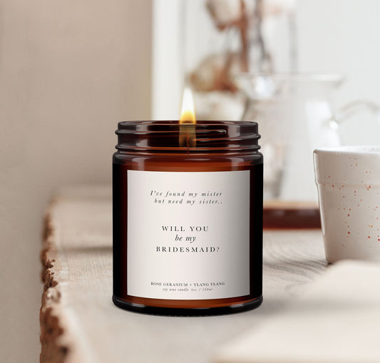Will You Be My Bridesmaid Personalised Candle, Pure Essential Oil Candle, Bridesmaid Gift, Gift for Bridesmaid