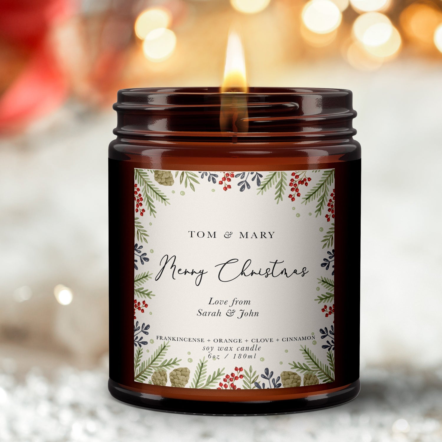 Christmas Personalised Candle, Pure essential oils, Aromatherapy Candle, Christmas Present, gift, Neighbour, Colleague, Boss, Carer