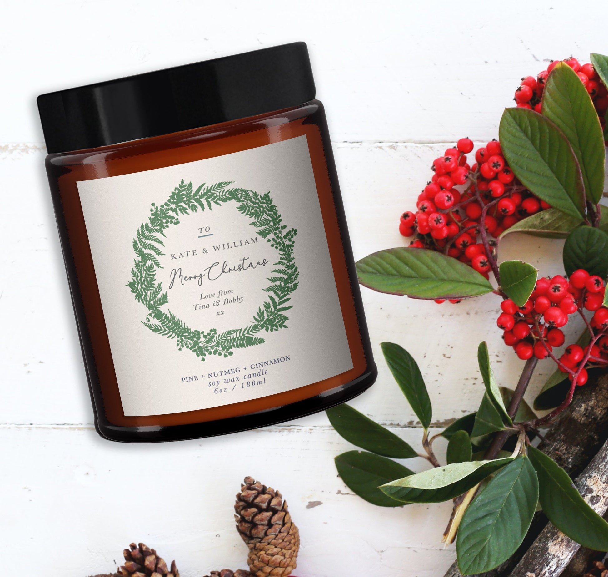 Christmas Personalised Candle, Pure essential oils, Aromatherapy Candle, Christmas Present, Gift, Friend, Neighbour, Colleague, Boss, Carer