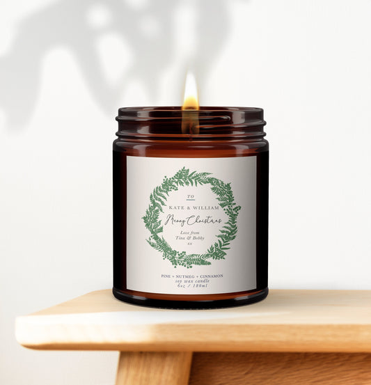 Christmas Personalised Candle, Pure essential oils, Aromatherapy Candle, Christmas Present, Gift, Friend, Neighbour, Colleague, Boss, Carer