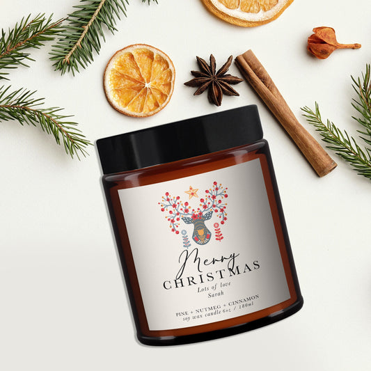 Personalised Christmas Candle Gift, Pure essential oils,Aromatherapy Candle,Christmas Present,Gift,Friend,Neighbour,Nurse,Teacher