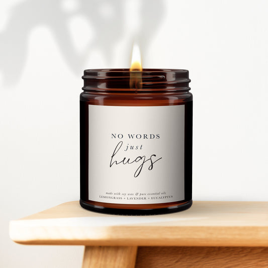 Just Hugs Aromatherapy Candle, Supportive gift, Thinking of you gifts, Pure essential oil soy wax candle, Thoughtful gift