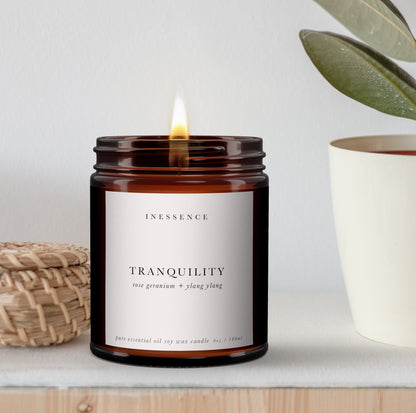 Rose Geranium, Ylang Ylang, Aromatherapy, Luxury Pure Essential Oil, Soy Wax Candle, Spa Scent, Soy wax candle, Non Toxic