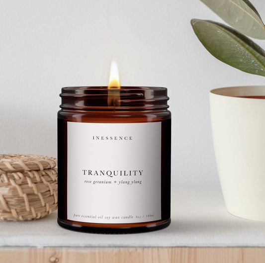 Rose Geranium, Ylang Ylang, Aromatherapy, Luxury Pure Essential Oil, Soy Wax Candle, Spa Scent, Soy wax candle, Non Toxic