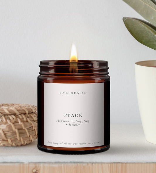 Chamomile,Lavender,Ylang Ylang,Luxury Pure Essential Oil Soy Wax Candle,,peaceful,calming,pure essential oil candle,soy wax candle,non toxic