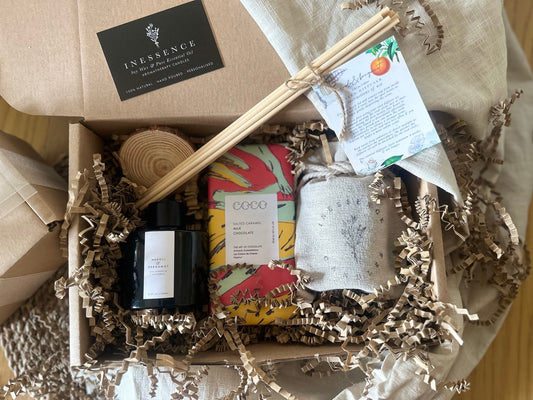 Aromatherapy Giftset with Personalised Candle of choice, Reed Diffuser, Coaster, Chocolate, Mothers Day, Birthday, Gift set, All Natural