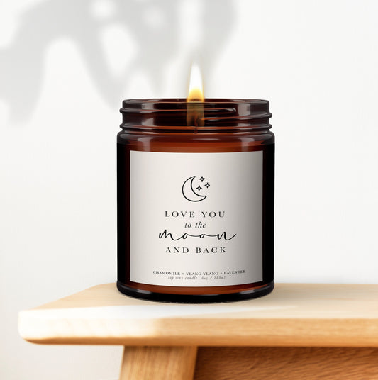 Valentine candle gift, Love you to the moon and back, Aromatherapy Personalised Candle, Mummy,Gift from Kids, Mother&#39;s Day, Wife