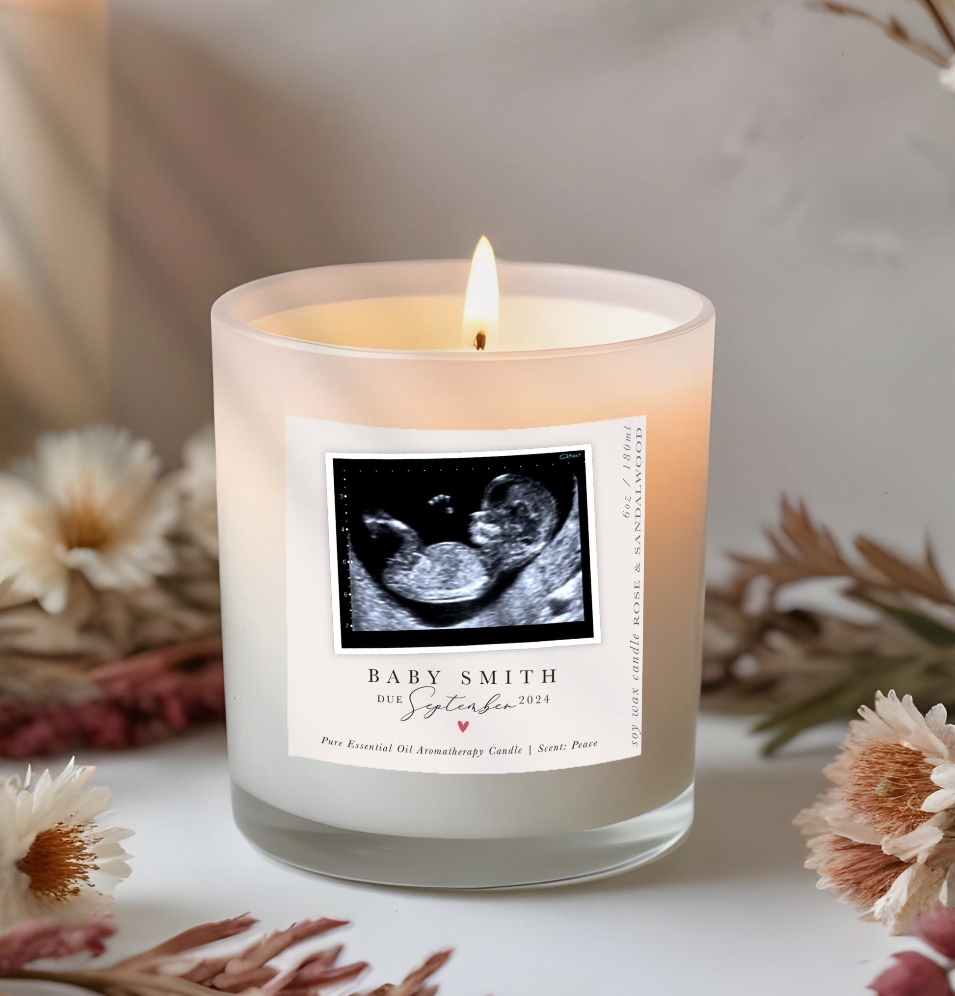 baby scan photo candle