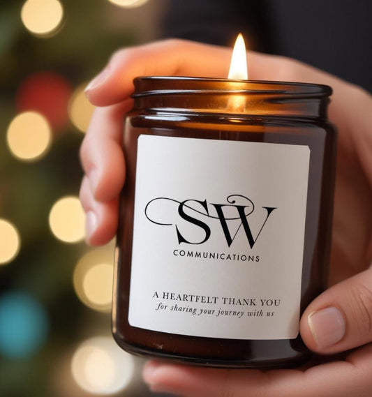 Corporate Custom Candle Gifts | Personalised Client Gifts for Christmas | Branded Logo Candles | Corporate Gifts | Business Holiday Gifts