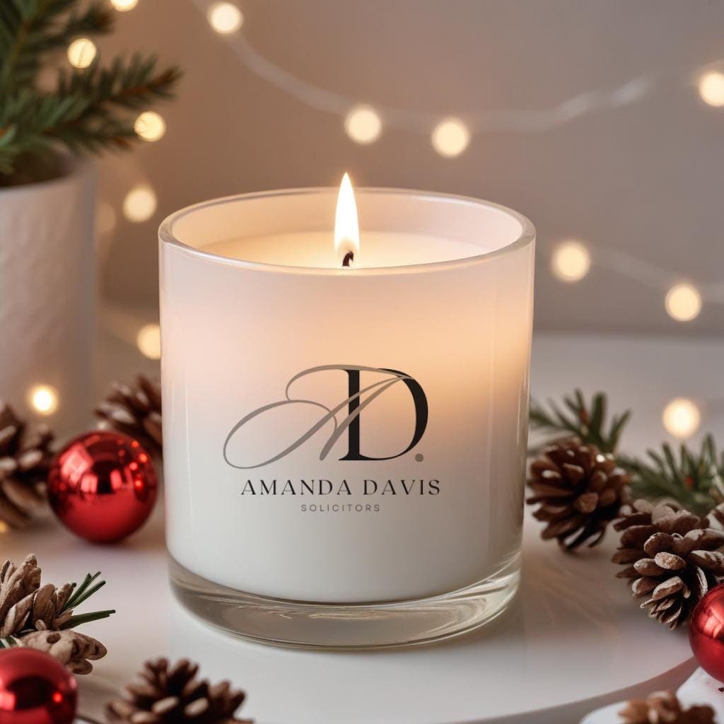 Corporate gifting candle with own branding and logo