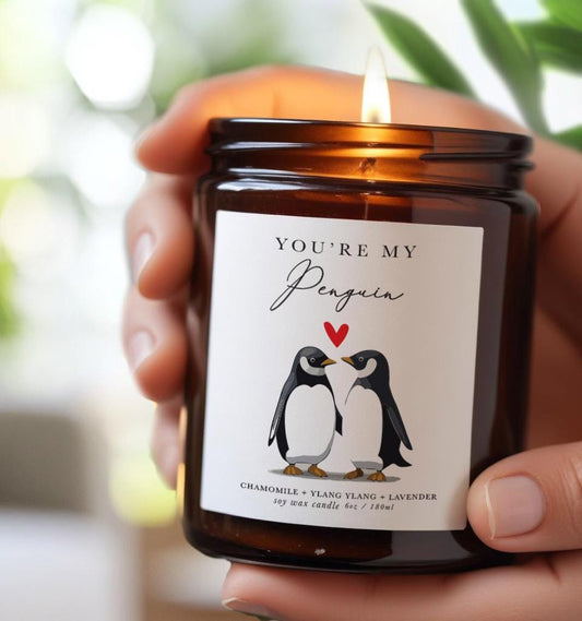 Valentine candle gift | Penguin candle | Anniversary Candle | Gift for partner | Gift for her him