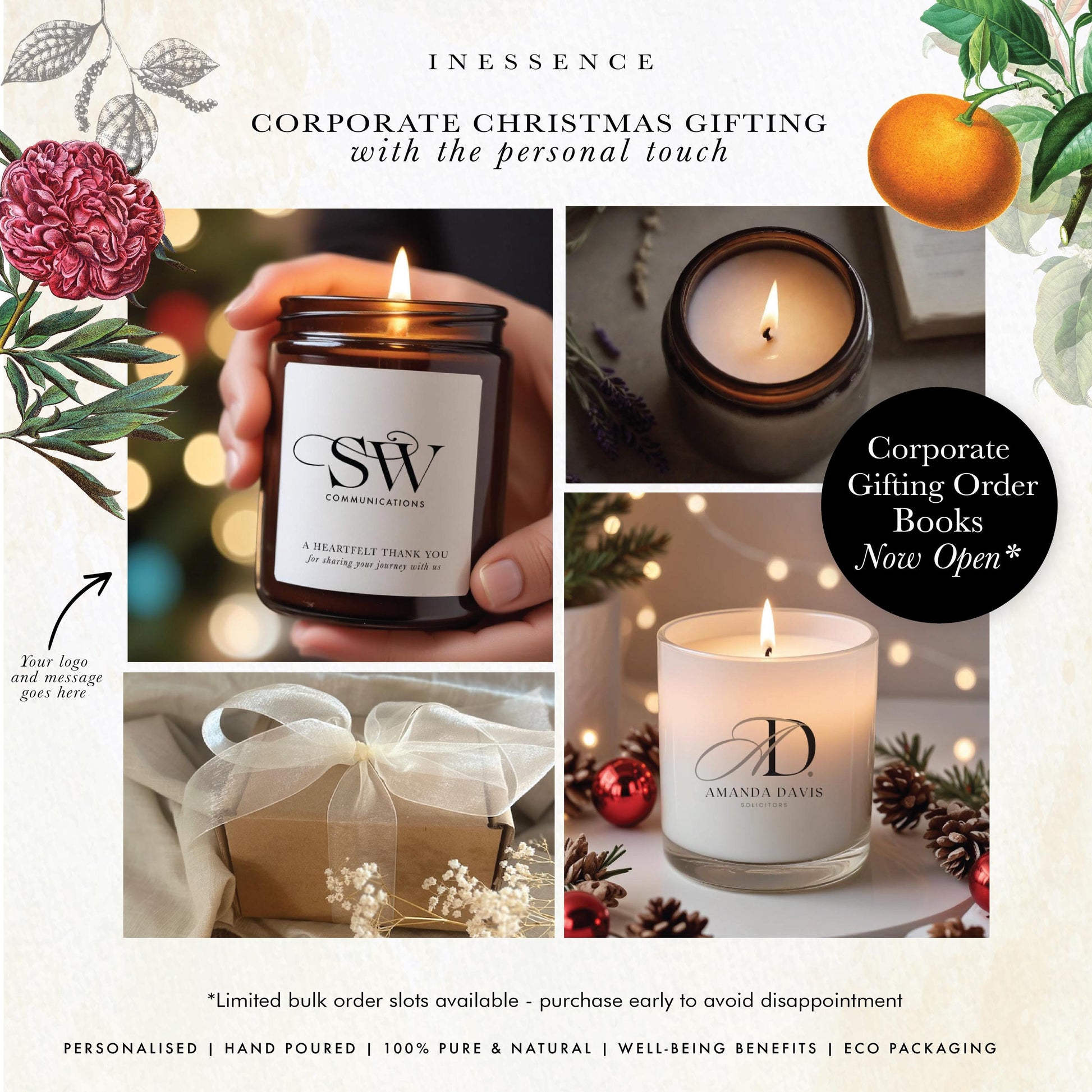 Corporate Custom Candle Gifts | Personalised Client Gifts for Christmas | Branded Logo Candles | Corporate Gifts | Business Holiday Gifts
