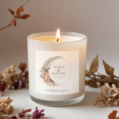 Boho wedding, Bohemian Style Candle, Personalised Candle