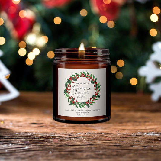 Wonderful Granny Personalised Christmas Candle, Gift for Granny, Christmas Gift, Pure essential oil soy wax candle