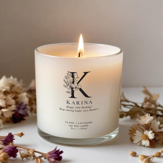 personalised initial candle