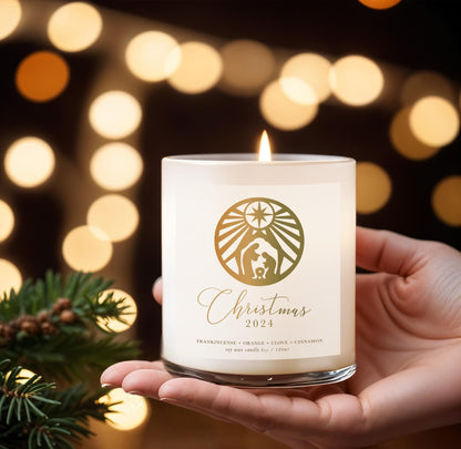 nativity scene candle