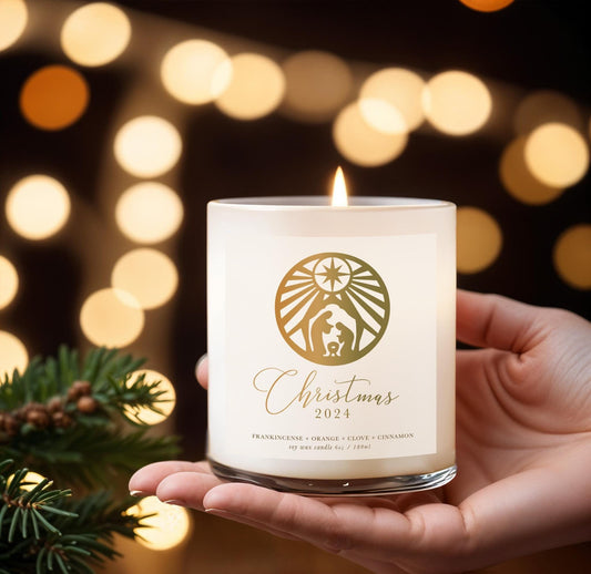 nativity scene candle