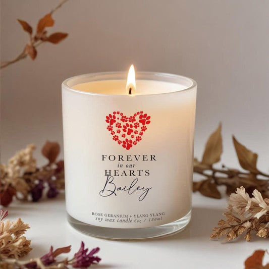 Pet remembrance white candle gift