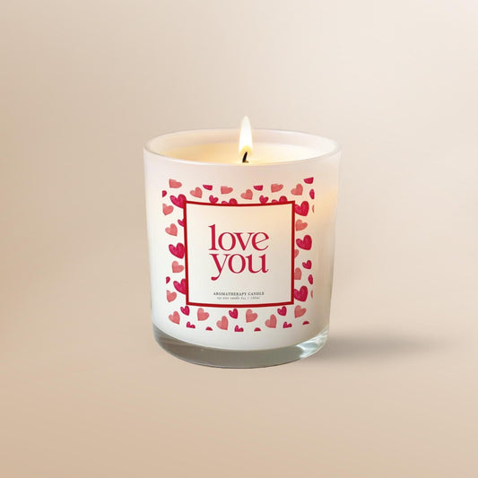 Love You Soy Wax Valentines Candle Gift – Romantic Gift with Heart Design, Aromatherapy Candle for Valentine’s Day, Anniversary
