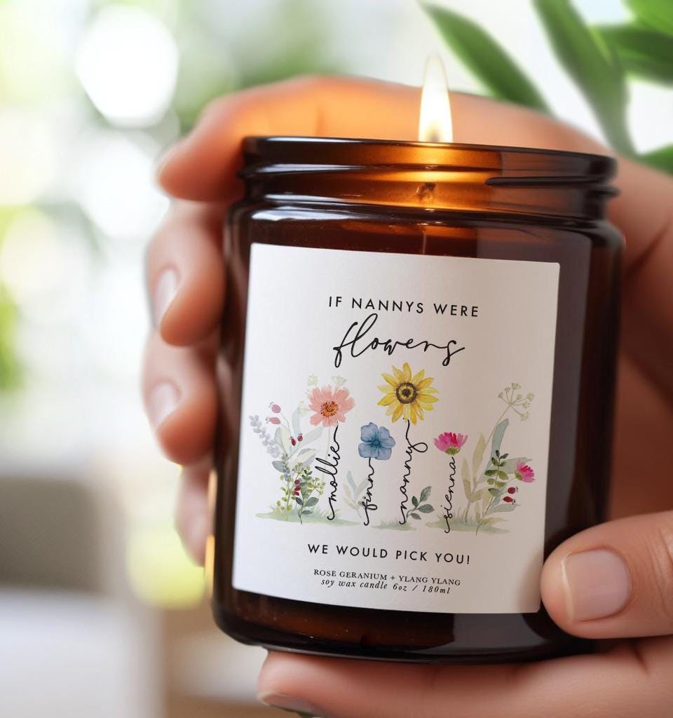 Nanny Gift for Mother&#39;s Day Personalised Candle, Aromatherapy Candle, Gift for Nan, Mother&#39;s Day present, Nanny Birthday, Gift from Kids