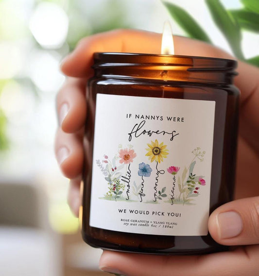 Nanny Gift for Mother&#39;s Day Personalised Candle, Aromatherapy Candle, Gift for Nan, Mother&#39;s Day present, Nanny Birthday, Gift from Kids