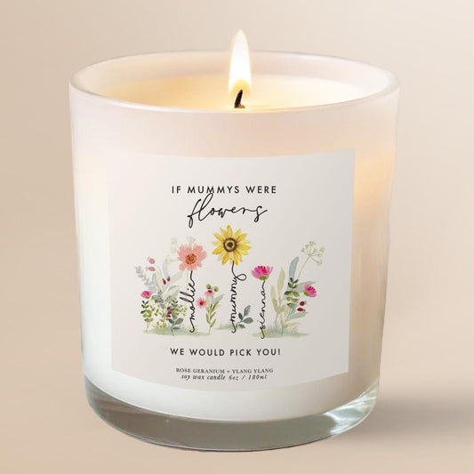 Mothers Day Personalised Candle Gift, Flowers Aromatherapy Candle Gift, Gift for Mummy, Mother&#39;s Day present, Mummy Birthday, Gift from Kids