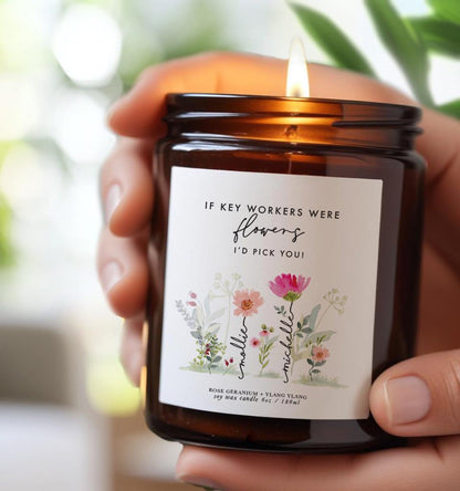 Gift for nursery key worker, Thank you candle gift for nursery teacher, Personalised Aromatherapy Candle for Nursery Assistant